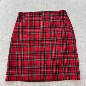 TALBOTS Women’s Tartan Plaid Wool Blend Sequin Skirt Size 4